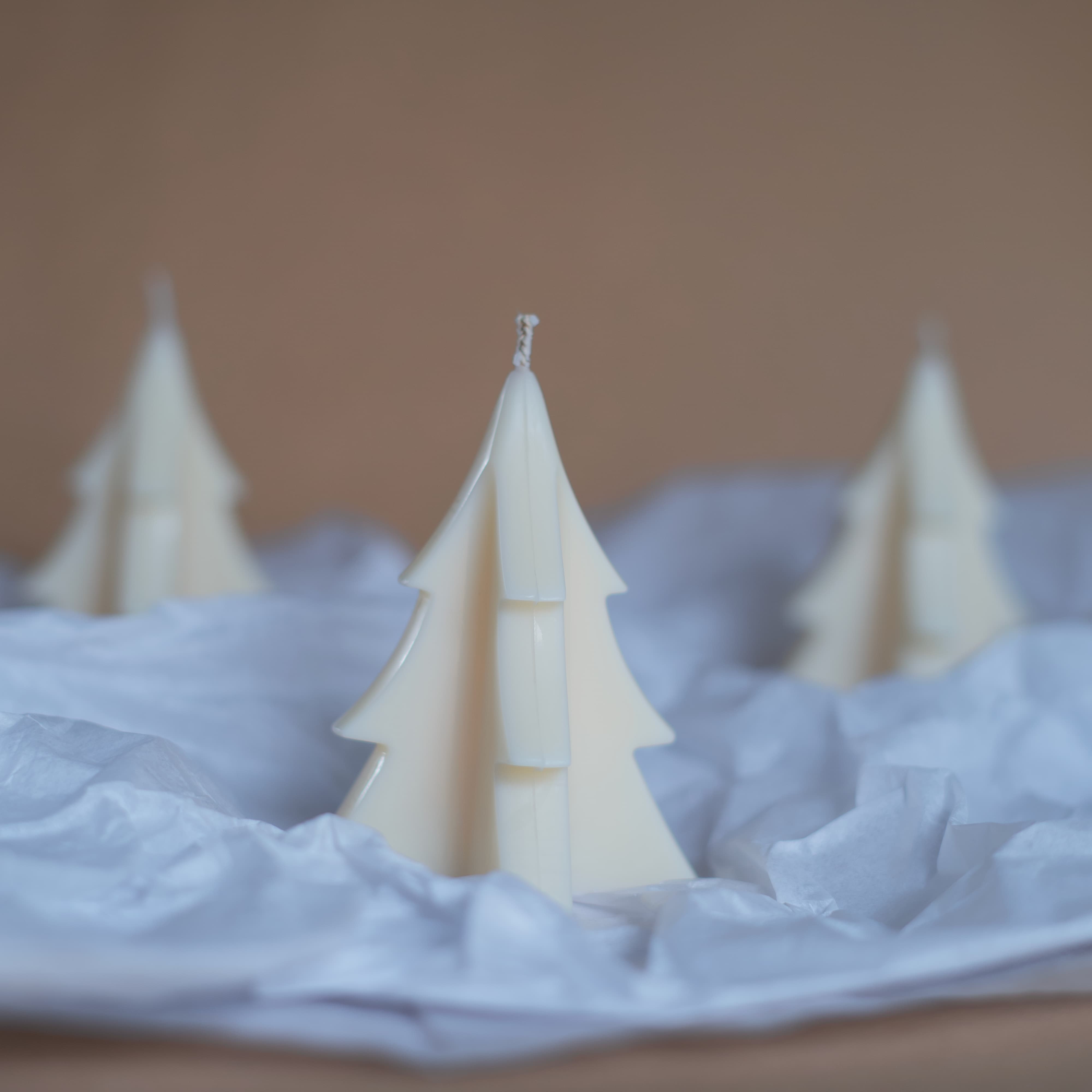 Bougie décorative en cire de soja, en forme de sapin de noël